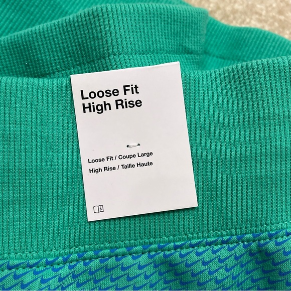 NEW Nike Sweat Shorts Womens Extra Large Green Blue Fleece High Rise Loose Fit - Picture 7 of 11